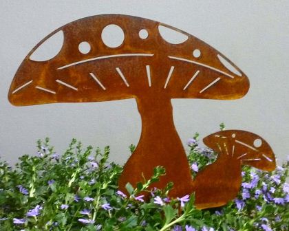 Mild steel sealed Mushrooms - garden art